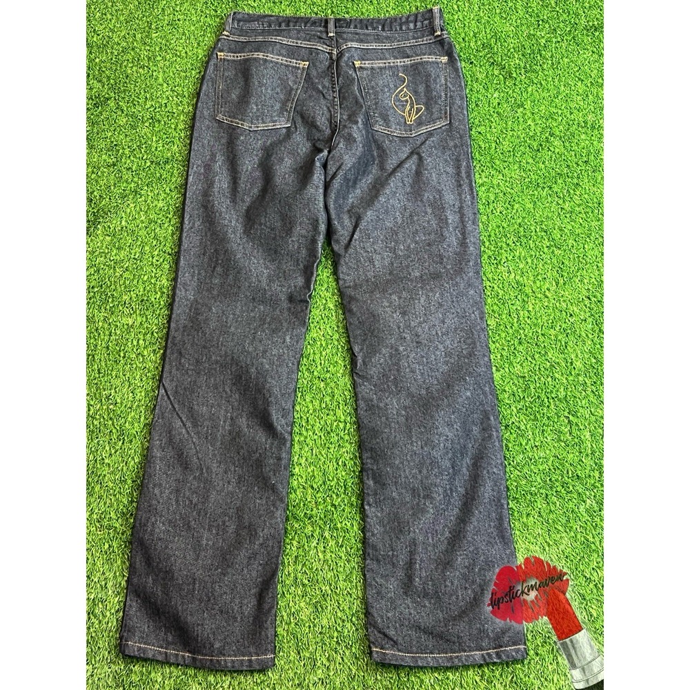 Y2K‎ Vintage Baby Phat Jeans Women Size 13 Dark Wash Denim Hip Hop Cat Logo